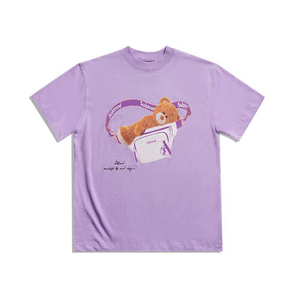 [SUBTREND]意大利潮牌熊熊紫色短袖T恤简约情侣款S3FU05754