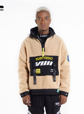 意大利SUBTREND3M新雪丽棉服填充卡其色毛绒连帽加棉套头外套