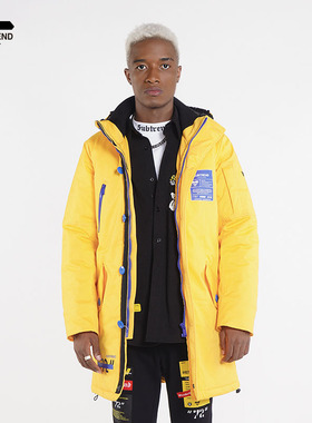 「断码福利」秋冬黄色时尚棉服大衣夹克长款棉服男女同款