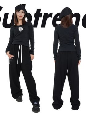 新品SUBTREND潮牌宽松中厚立垂坠感华夫格卫裤显瘦显高