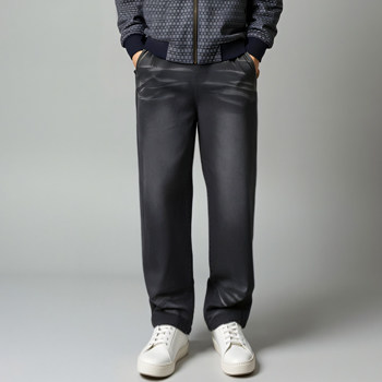 新款SUBTREND宽松黑色水洗牛仔长裤S4WU03610