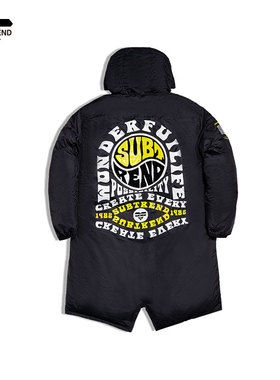 意大利SUBTREND新款上帝之眼黑色中长款90白鸭绒羽绒服