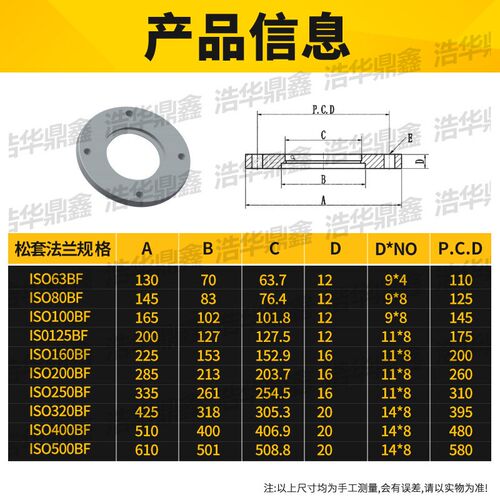 ISO-F真空固定活套法兰304不锈钢内焊盲板ISO/63/80/100/160/200
