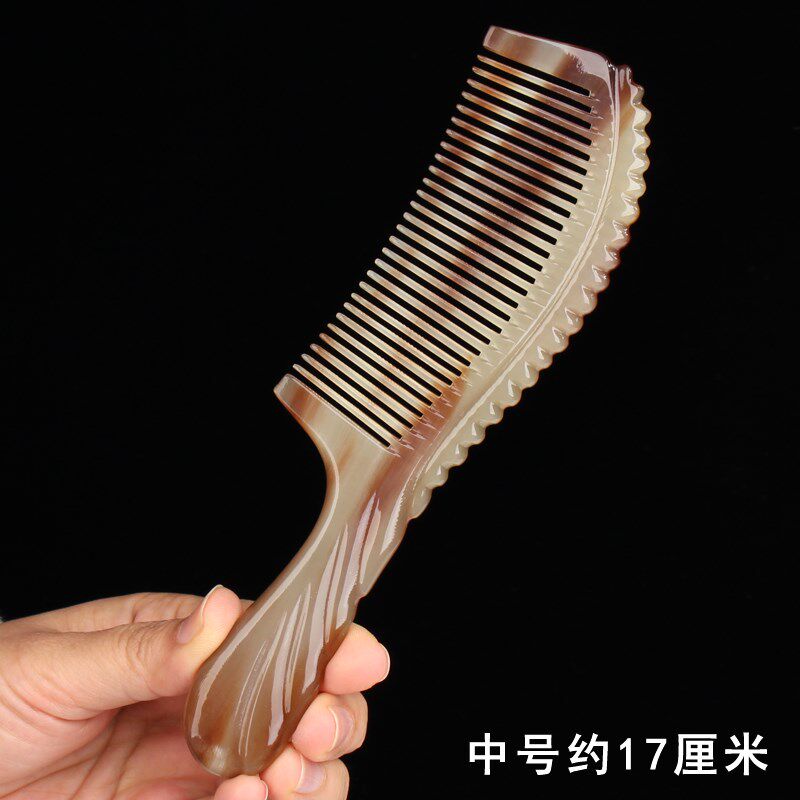 正品白水牛角梳大号送母亲节礼品女加厚家用纯天然按摩牦牛角梳子