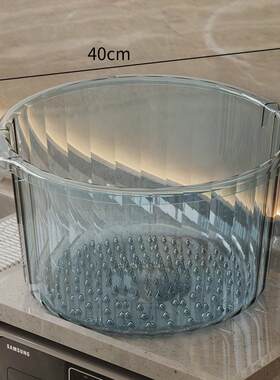 透明圆形塑料大号脸盆加厚加深洗脚盆家用21cm高桶身泡脚桶