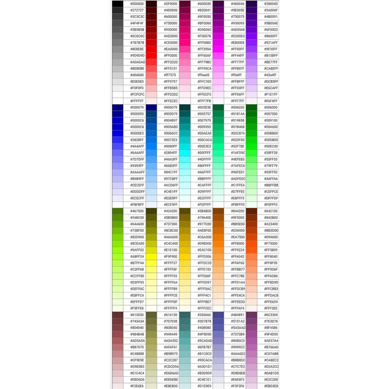 颜色码对照表 色谱 色谱表颜色制六进十rgb77颜色ps颜色 ai颜色