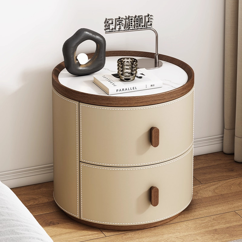 全实木轻奢高级简约现代时尚胡桃木岩板床头柜意式圆形卧室置物架,住宅家具,床头柜,淘宝优惠券,粉丝福利购,淘宝优惠卷