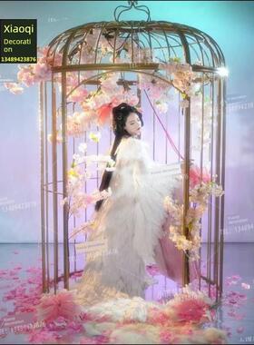 欧洲铁艺超大鸟笼婚礼装饰装饰品户外落地房超大摄影道具鸟笼