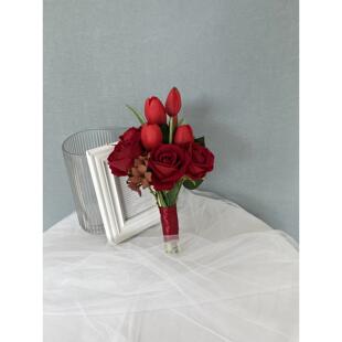 中国风秀和婚纱摄影道具摄影工作室照片喜庆婚礼红郁金香人造新娘