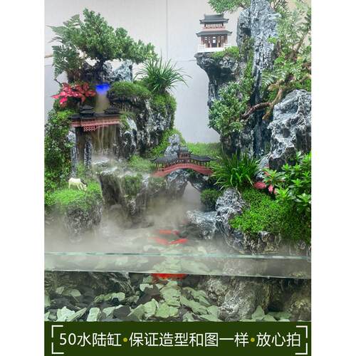 大型水陆池景观成套生态微景观小桌面装饰真植物水陆池景观