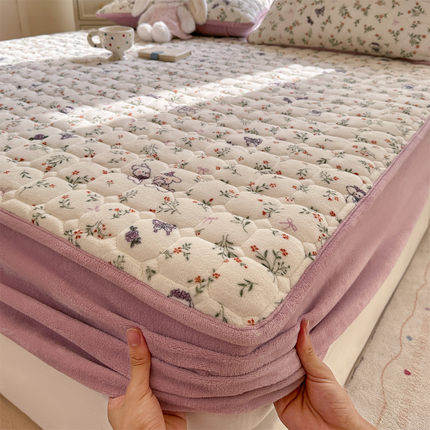 a类牛奶绒夹棉床笠单加厚床罩冬季加绒床垫席梦思保护罩2025新款