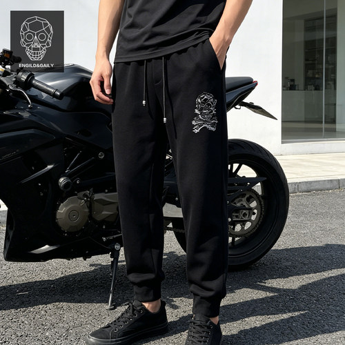 ENGILD&GAILY骷髅烫钻束脚裤男