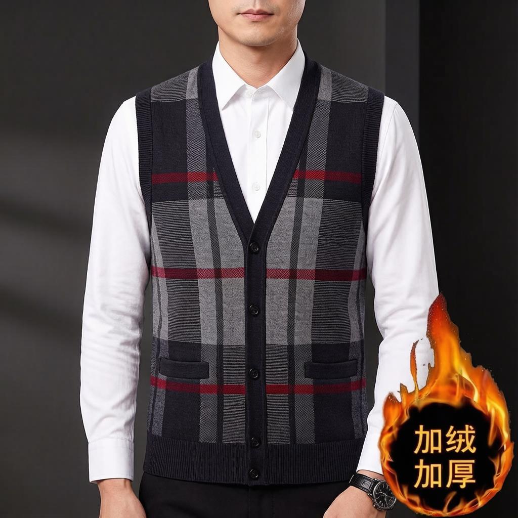 男士新款中老年加绒毛衣
