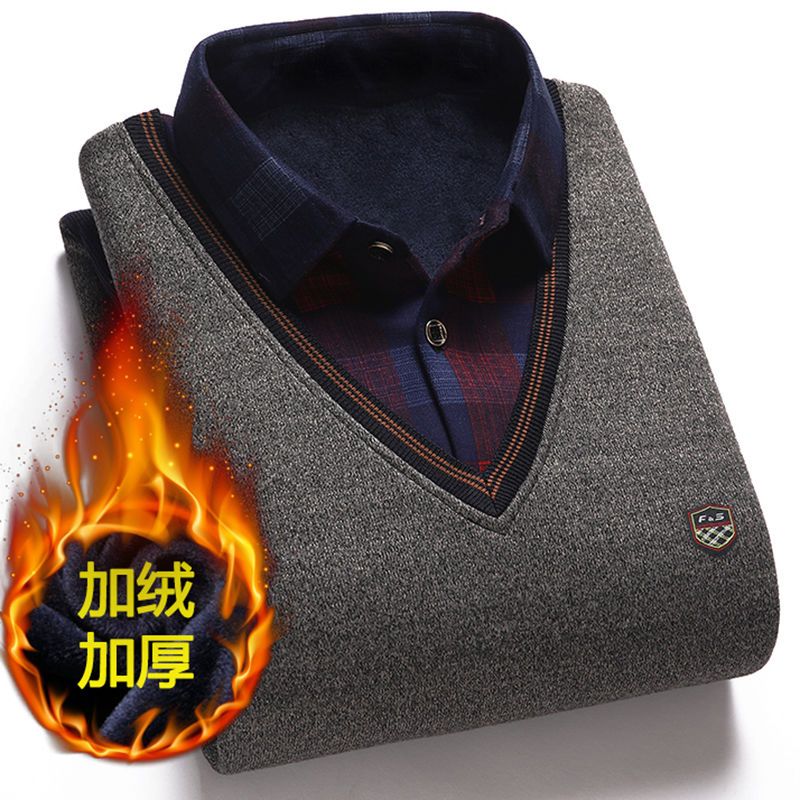 春秋男士衬衫领上衣套头