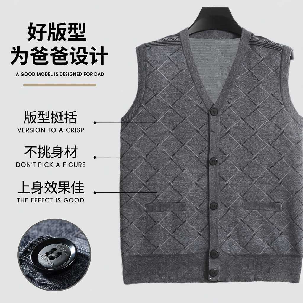 男士春秋新款薄马甲毛衣