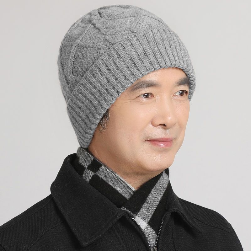 男士帽子冬老人爸爸秋冬