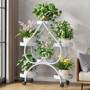 花架子客厅落地式置物架阳台铁艺心型花架2024新款轻奢花盆架月季