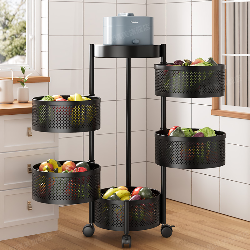 厨房旋转多功能置物架落地多层