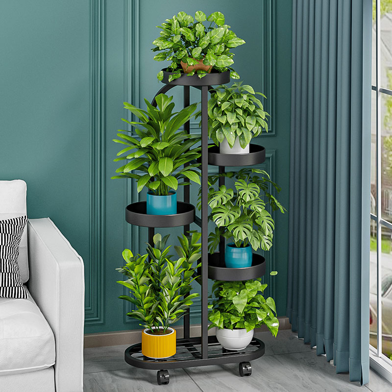 花架子客厅落地式多层可移动带轮