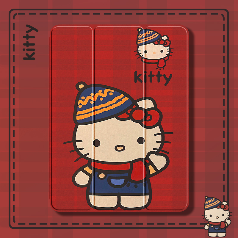 适用苹果平板kitty猫保护套三折