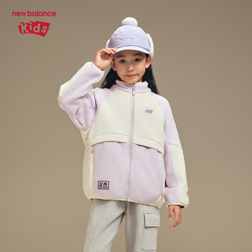 New Balance nb儿童童装男女童防羊羔绒拼接立领外套ND4DF4E203