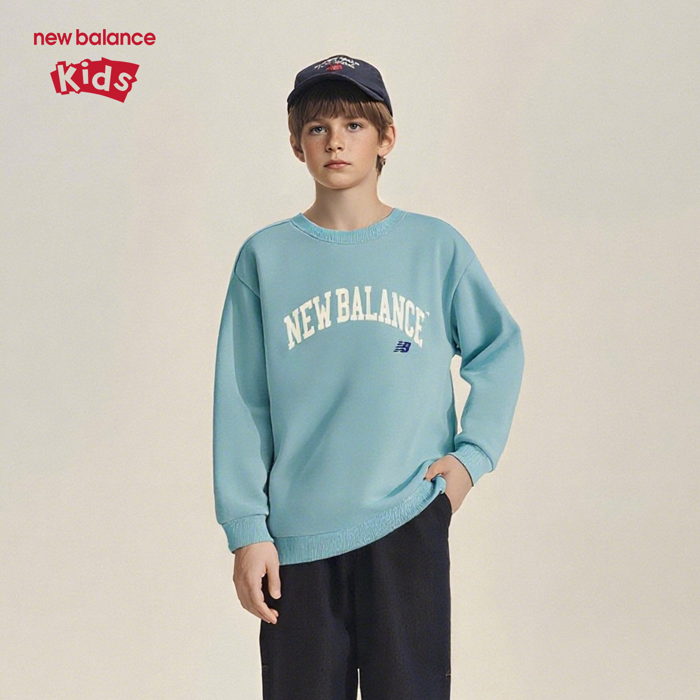 New Balance nb童装儿童男女童圆领早秋休闲长袖卫衣ND7CE1E053