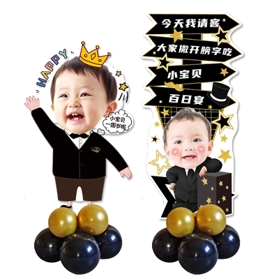 宝宝周岁生日百日宴照片装饰气球