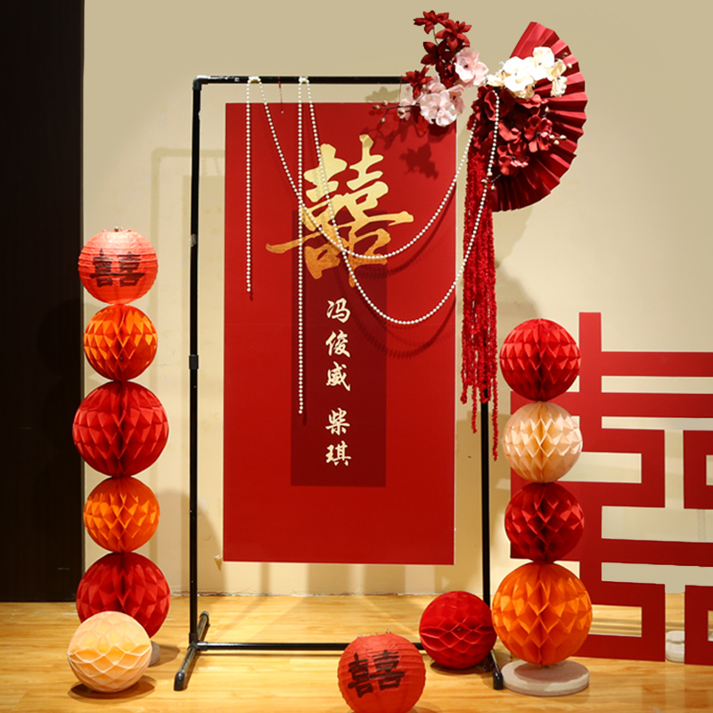 中式订婚宴结婚装饰布置迎宾牌