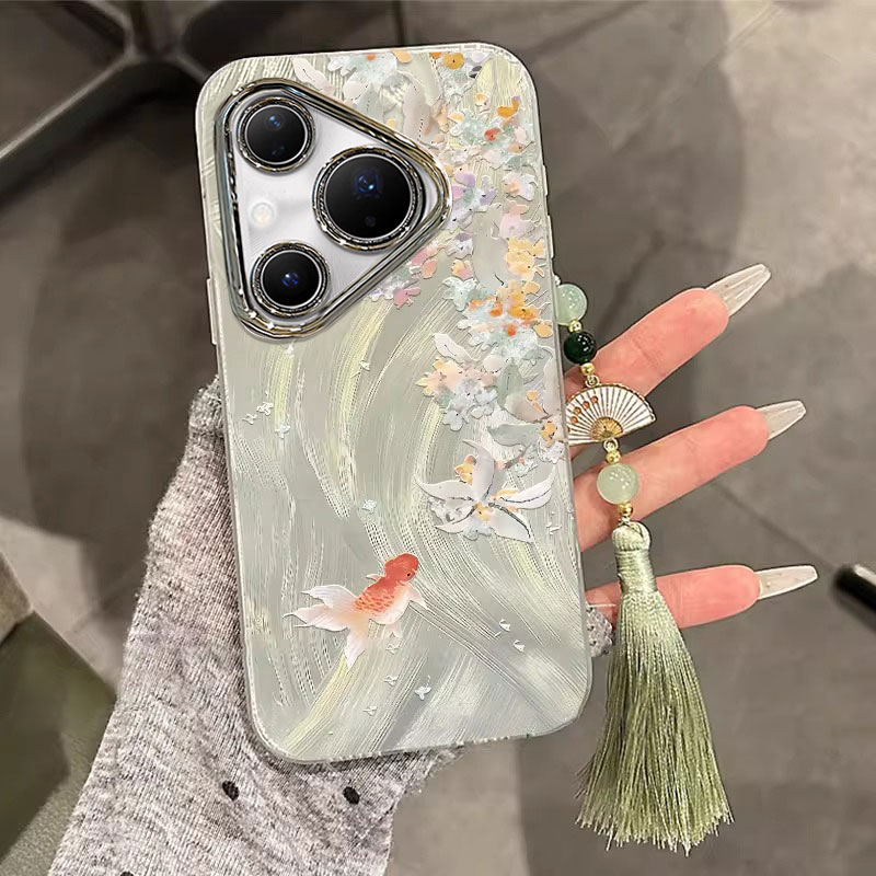 适用华为P系列桂花锦鲤手机壳