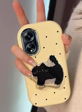 OPPOA1手机壳硅胶黑猫支架高级感