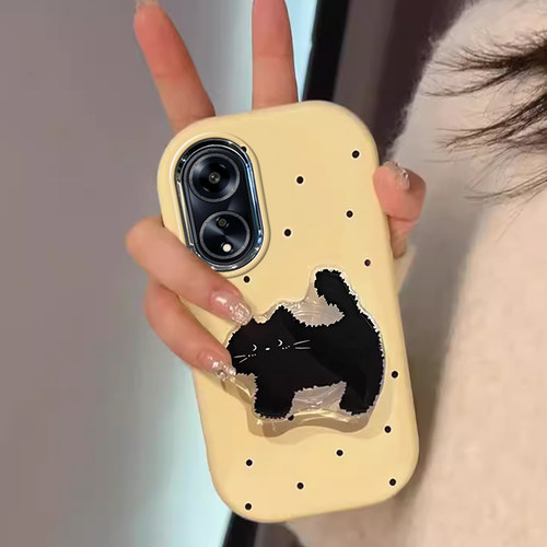 OPPOA1手机壳硅胶黑猫支架高级感