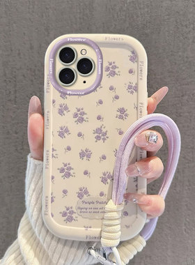 适用苹果16Promax手机壳iPhone15新女款ip14紫色碎花13小清新mini全包12软硅胶11防摔Xsmax保护套8plus潮牌6s