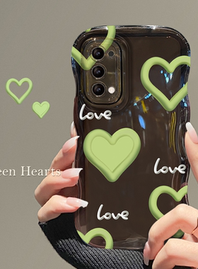 绿色爱心ins小清新适用苹果13promax手机壳iPhone14全包硅胶软壳ip12波浪边xs不会撞壳的8plus防摔保护套mini