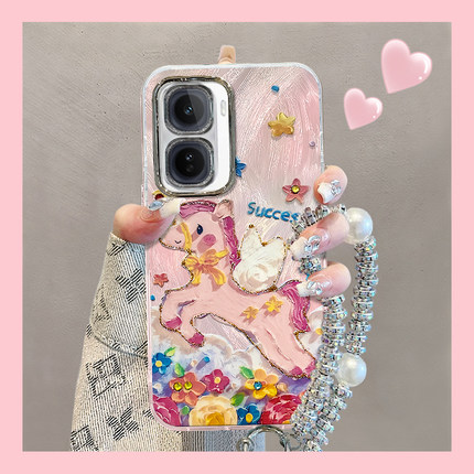 适用油画小马IQOONEO11手机壳10pro马年neo9spro+卡通8高级感7竞速版全包6se防摔5活力版保护套3新款女外壳