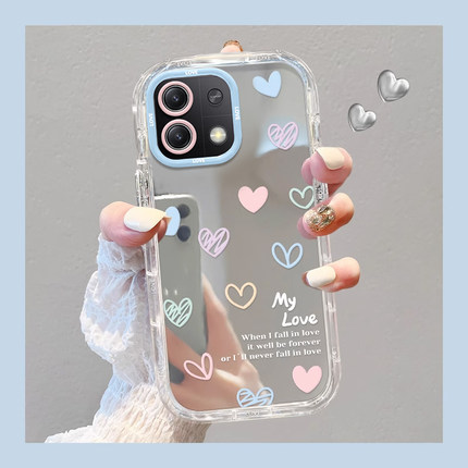 适用红米NOTE13手机壳Redmi新款女NOTE12镜面NOTE11个性创意NOTE10高级感NOTE9Pro彩色爱心5G防摔保护套ins潮