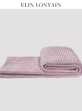 ELIN LONYAIN现代简约紫色绣线绗缝搭毯样板房卧室床尾毯客厅披毯