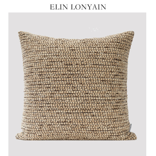 ELINLONYAIN咖色针织肌理抱枕