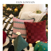 ELINLONYAIN北欧简约ins风圣诞新年主题红色绿色靠垫抱枕沙发组合