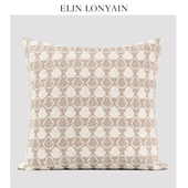 ELIN LONYAIN中古侘寂驼色羊毛混纺葫芦图案靠垫抱枕样板房方腰枕