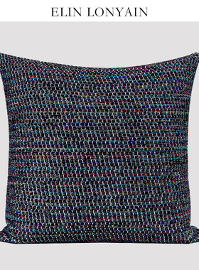 ELIN LONYAIN现代简约轻奢紫色针织肌理靠垫抱枕样板房方枕腰枕