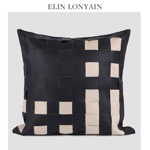 ELINLONYAIN皮质编织靠垫抱枕