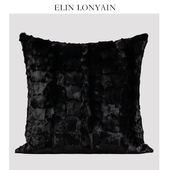 ELIN LONYAIN现代简约轻奢黑色水貂毛靠垫抱枕别墅样板房方枕腰枕