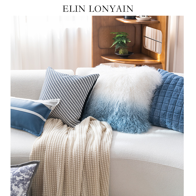 ELINLONYAIN蓝色系家用靠垫抱枕
