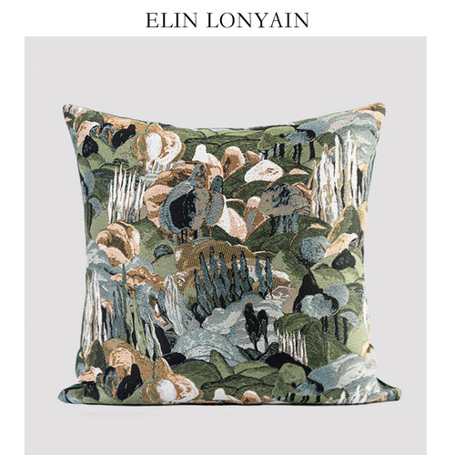 ELINLONYAIN绿色莫奈森林抱枕