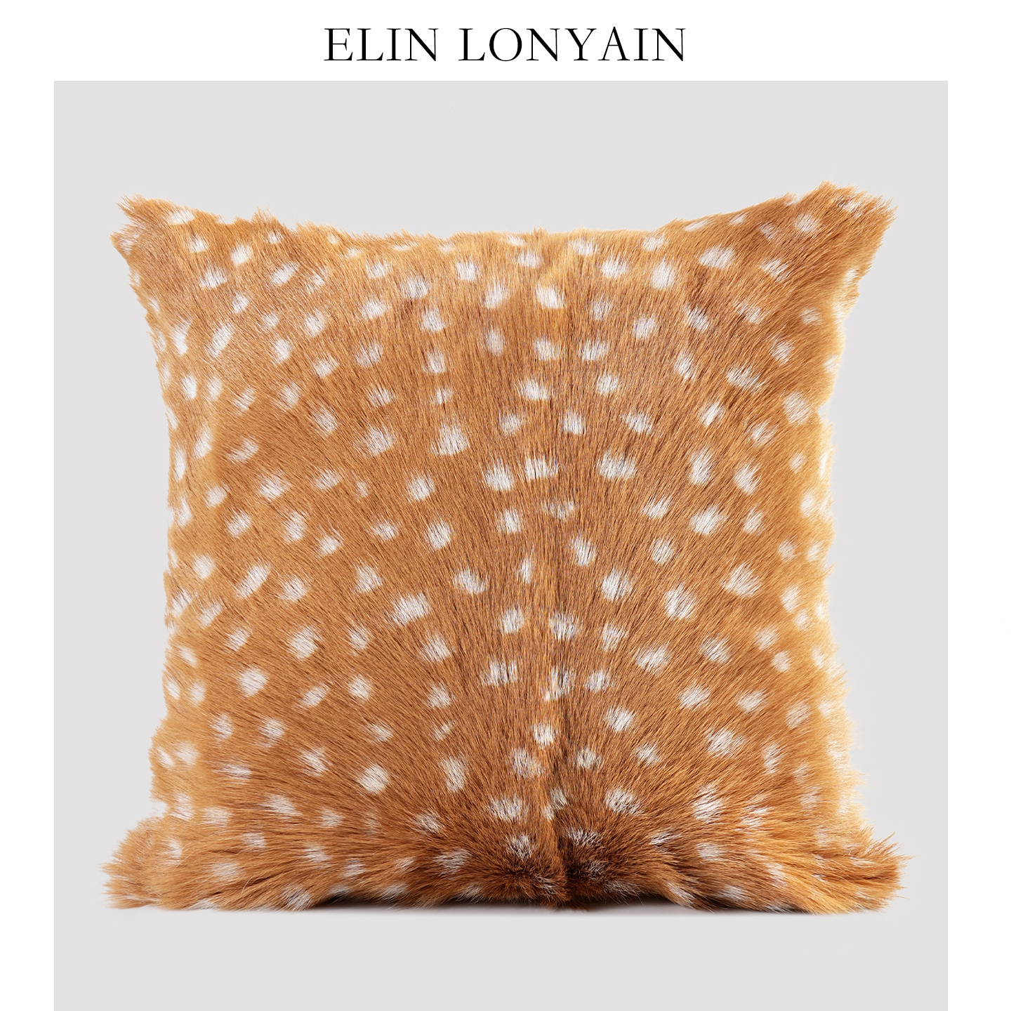 【福豹】焦糖色真羊皮毛靠垫抱枕