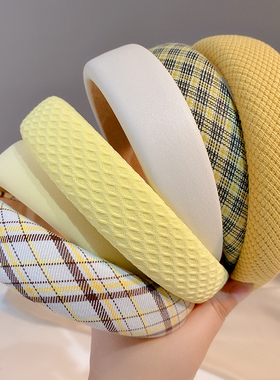 黄色甜美纯色发箍女韩国高级感头窟发窟高颅顶网红发卡头箍女韩版