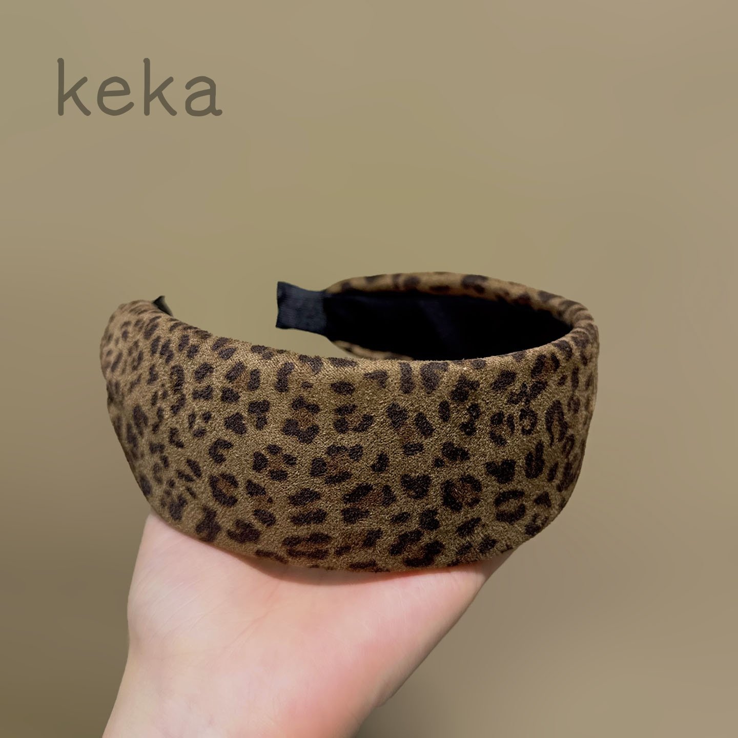 秋季新款鹿皮绒宽边豹纹发箍女百搭压发洗脸头窟气质显脸小发饰