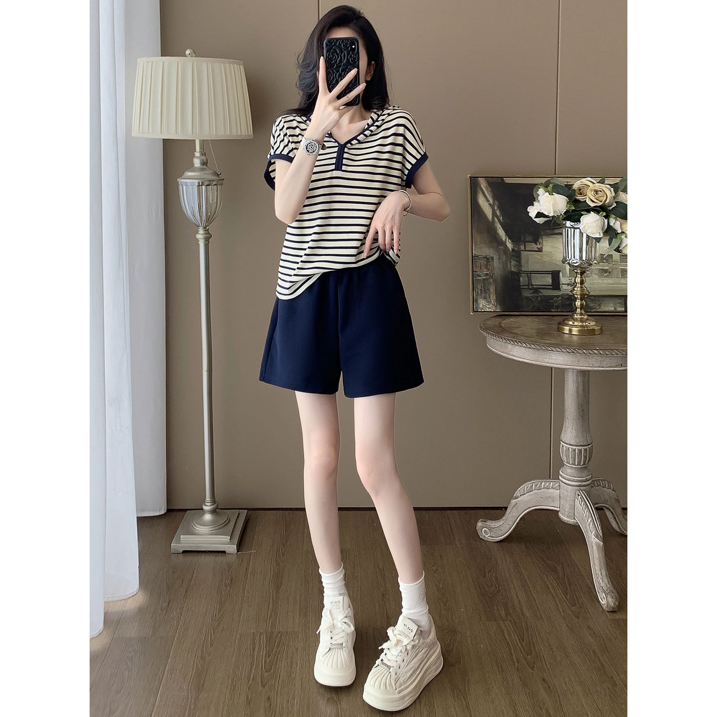 夏季跑步宽松两件套休闲运动套装
