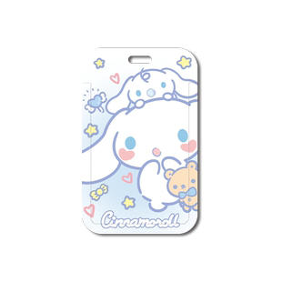 可爱蓝色玉桂狗校园卡卡套公交学生饭卡羊城通市民卡银行门禁接送卡保护壳工牌透明绳子公仔钥匙扣卡通风少女