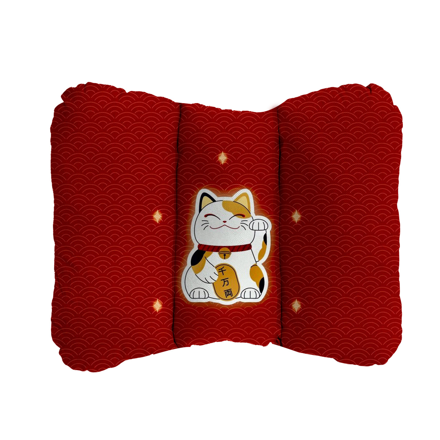 赤纹招财猫 夏季汽车座椅靠垫透气腰靠垫护腰坐垫车载原创设计A23